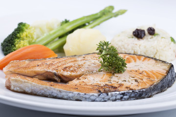 Grilled Salmon steak with Vegetables