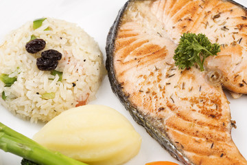 Grilled Salmon steak with Vegetables