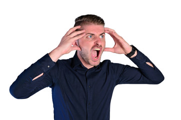 nervous man screaming