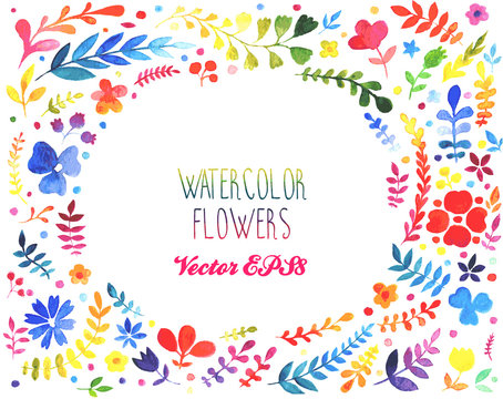 Watercolor flower vector set