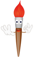 Funny paint brush cartoon illustration painting art artist