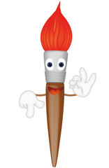 Funny paint brush cartoon illustration painting art artist