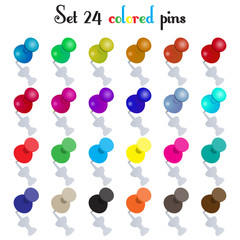 Set 24 colored pins vector illustration