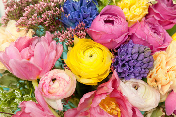 Amazing colorful bouquet closeup .
