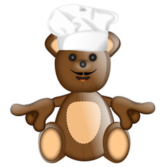 Funny Teddybear cook cooking chef hat cartoon illustration