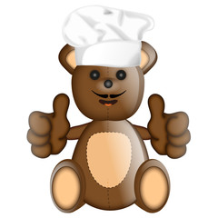 Funny Teddybear cook cooking chef hat cartoon illustration