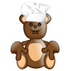 Funny Teddybear cook cooking chef hat cartoon illustration