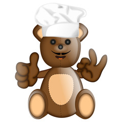 Funny Teddybear cook cooking chef hat cartoon illustration