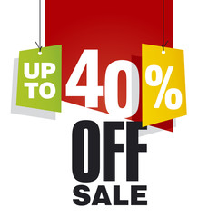 Sale up to 40 percent off red background