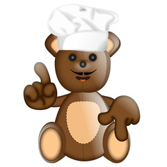 Funny Teddybear cook cooking chef hat cartoon illustration