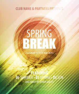 Spring Break Party. Template poster. Vector illustration