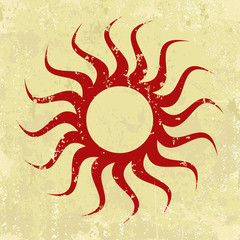 Abstract grunge background with sun. Vector illustration