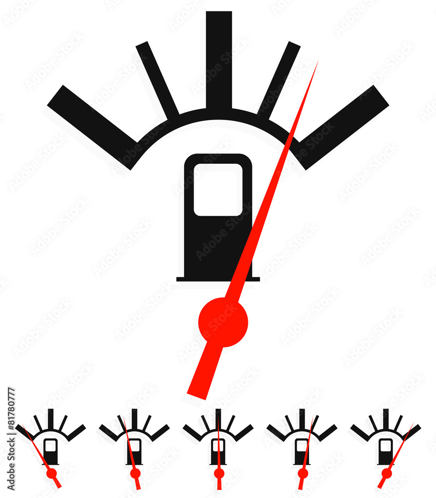 Poster Fuel, gas meter vector elements with red pointers