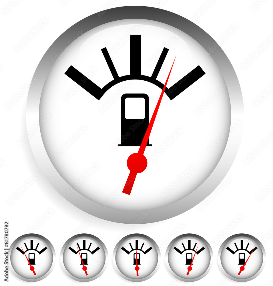 Poster Fuel, gas meter vector elements with red pointers