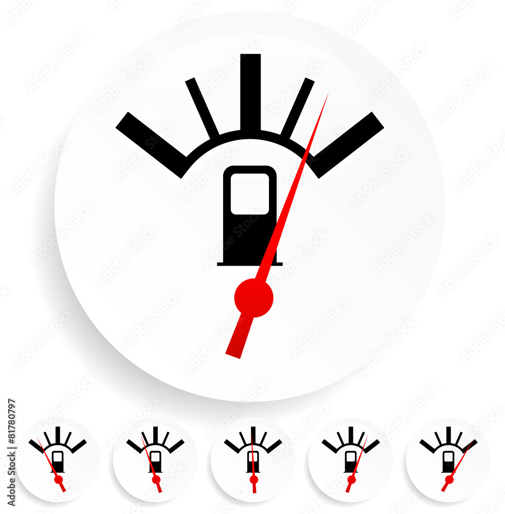 Poster Fuel, gas meter vector elements with red pointers