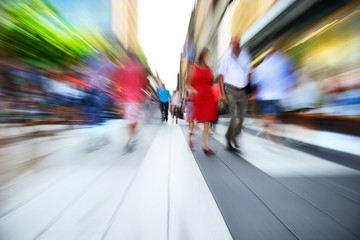 Diversified young crowd on street