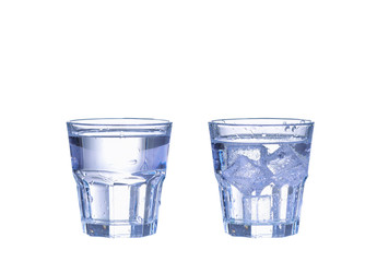 Glass of fresh water, ice cubes isolated on a white background - 81782313