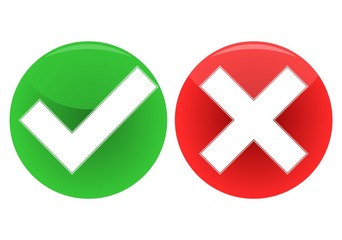 Obraz premium Check mark and x icon - Illustration