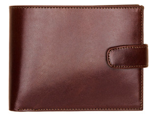 Terracotta natural leather wallet isolated on white background