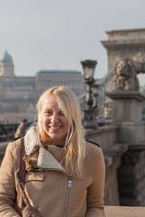 Girl on the Bridge Szechenyi, Budapest, Hungary