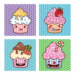Desenho Cupcake kawaii Set 07