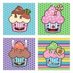 Desenho Cupcake kawaii Set 09