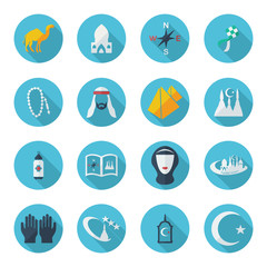 Flat concept, set modern design with shadow Ramadan icons
