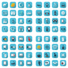 Flat concept, set modern design technology, Ramadan, equipment