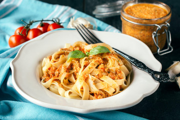 Traditional Italian fettuccine