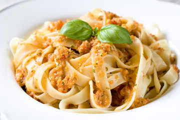 Traditional Italian fettuccine