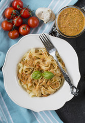 Traditional Italian tagliatelle pasta