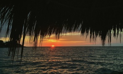 sunset on the tropical island
