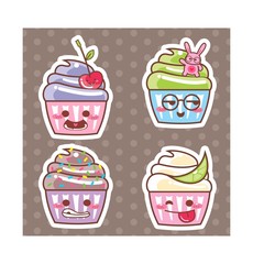 Desenho Cupcake kawaii adesivo 09