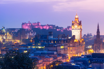 Edinburgh city from Calton Hill at night, Scotland, UK