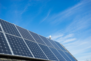 solar cell panel on house's roof, green energy