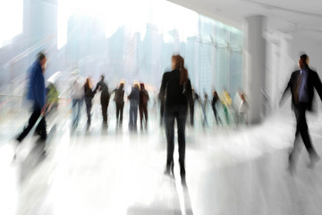 group of people in the lobby business center