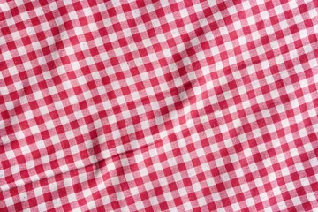 Foto op Plexiglas De rode en witte textuur van het picknicktafelkleed. © Gray wall studio