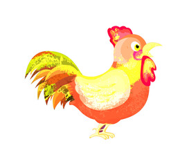 watercolor Cock isolated on white background