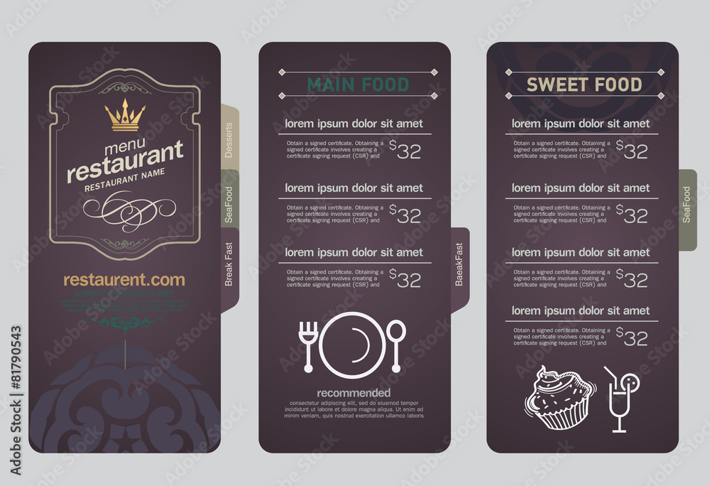 Wall mural restaurant menu design.