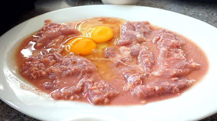 Marinated pork with eggs