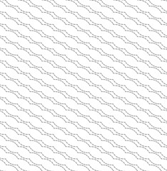 Black and white geometric seamless pattern with wavy dashed line