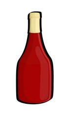 Red Retro Champagne Bottle Design