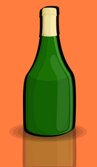 Green Retro Champagne Bottle Design Vector