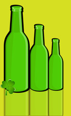 Retro Green Wine Bottles with Shamrock