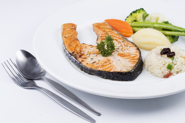 Grilled Salmon steak with Vegetables