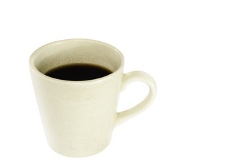 Hot coffee cup isolated white background.