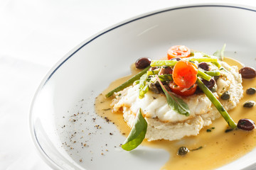 White fish with cauliflower puree