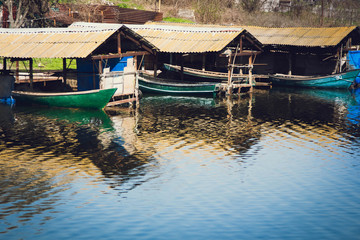 fishing harbor in the spring