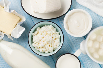 Dairy products. Sour cream, milk, cheese, egg, yogurt and butter