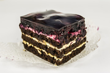 cake with cream and fruit jelly